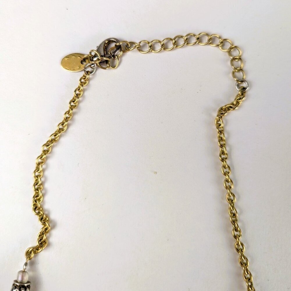 Wood/Rock/Rhinestone Beaded Pendant Necklace - Picture 3 of 5